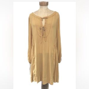 Free People Tie Detail Boho Party Dress in Buttercream Yellow